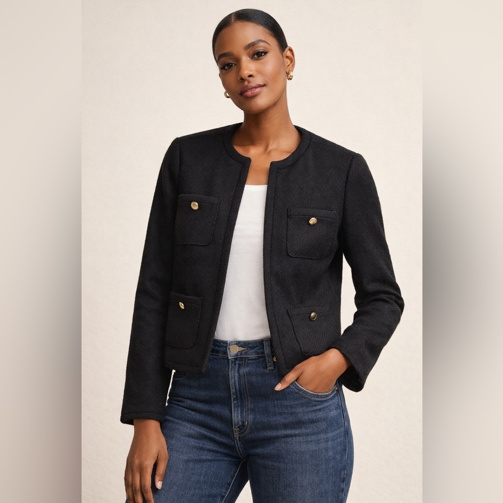 Anne Klein Black Jacket with Gold Accents